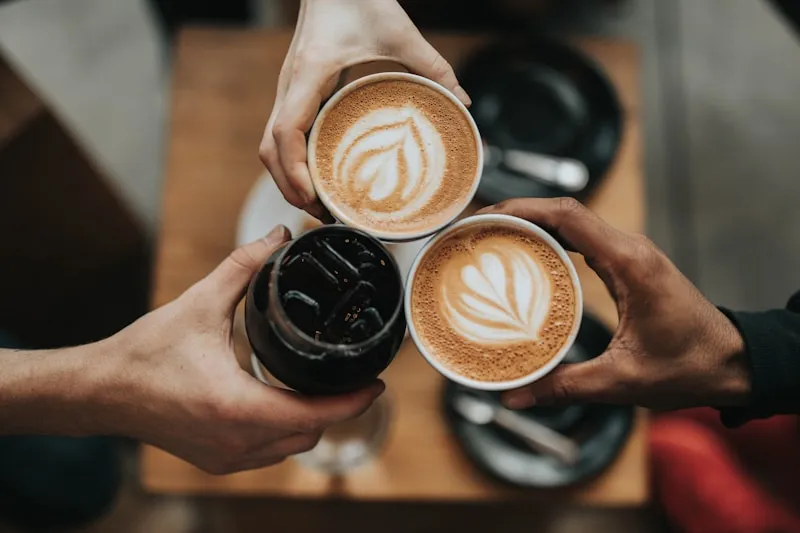 Specialty coffee with latte art at Francis Deli